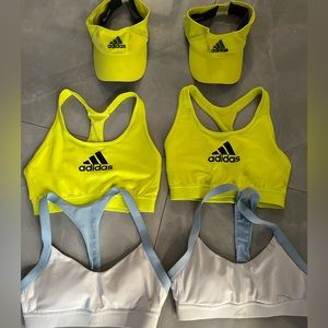 Adidas set, 4 sports bras and two hats